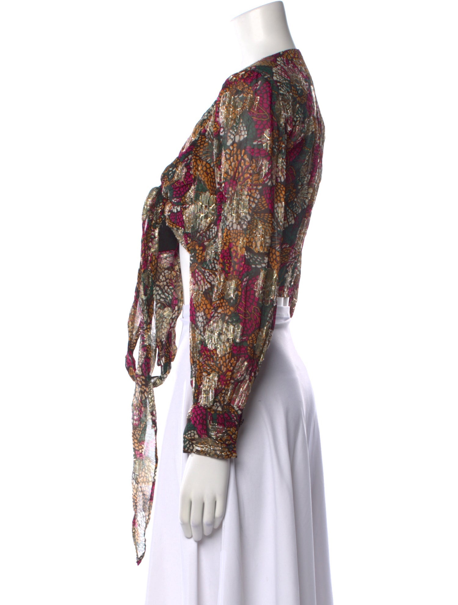 BA&SH Floral Print V-Neck Crop Top