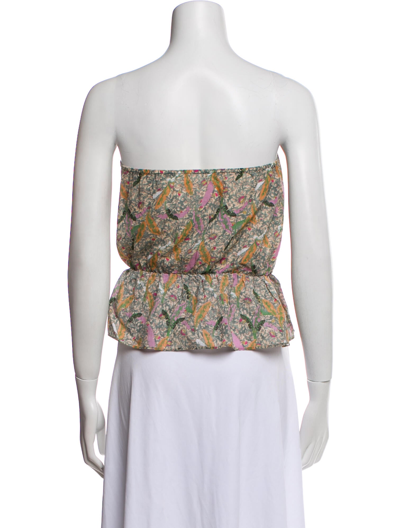 BA&SH Floral Print Strapless Crop Top