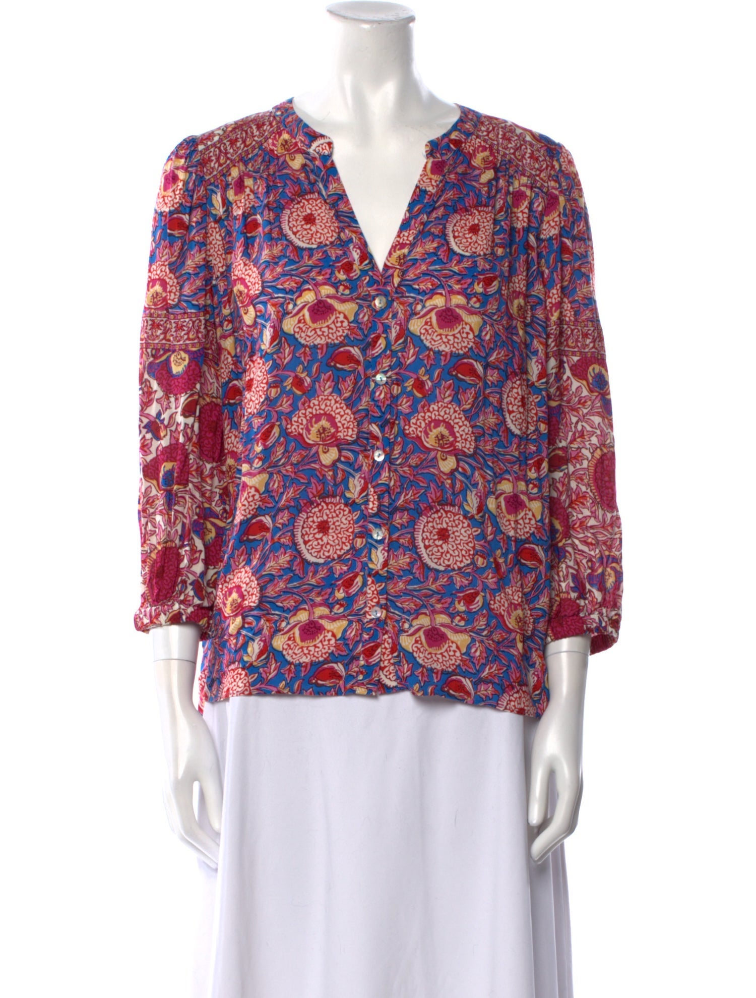 BA&SH Floral Print V-Neck Blouse