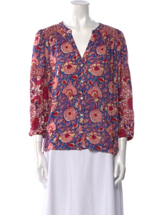 BA&SH Floral Print V-Neck Blouse