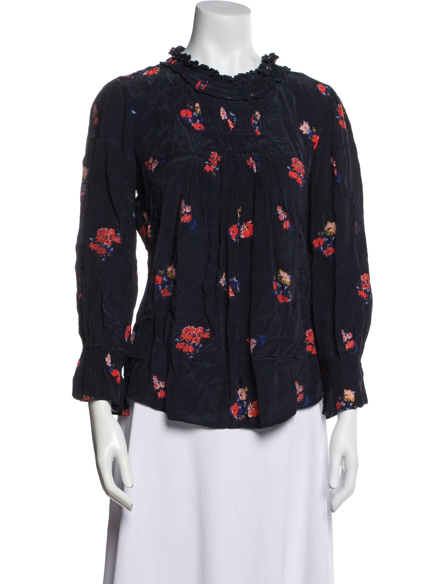 BA&SH Floral Print Mock Neck Blouse