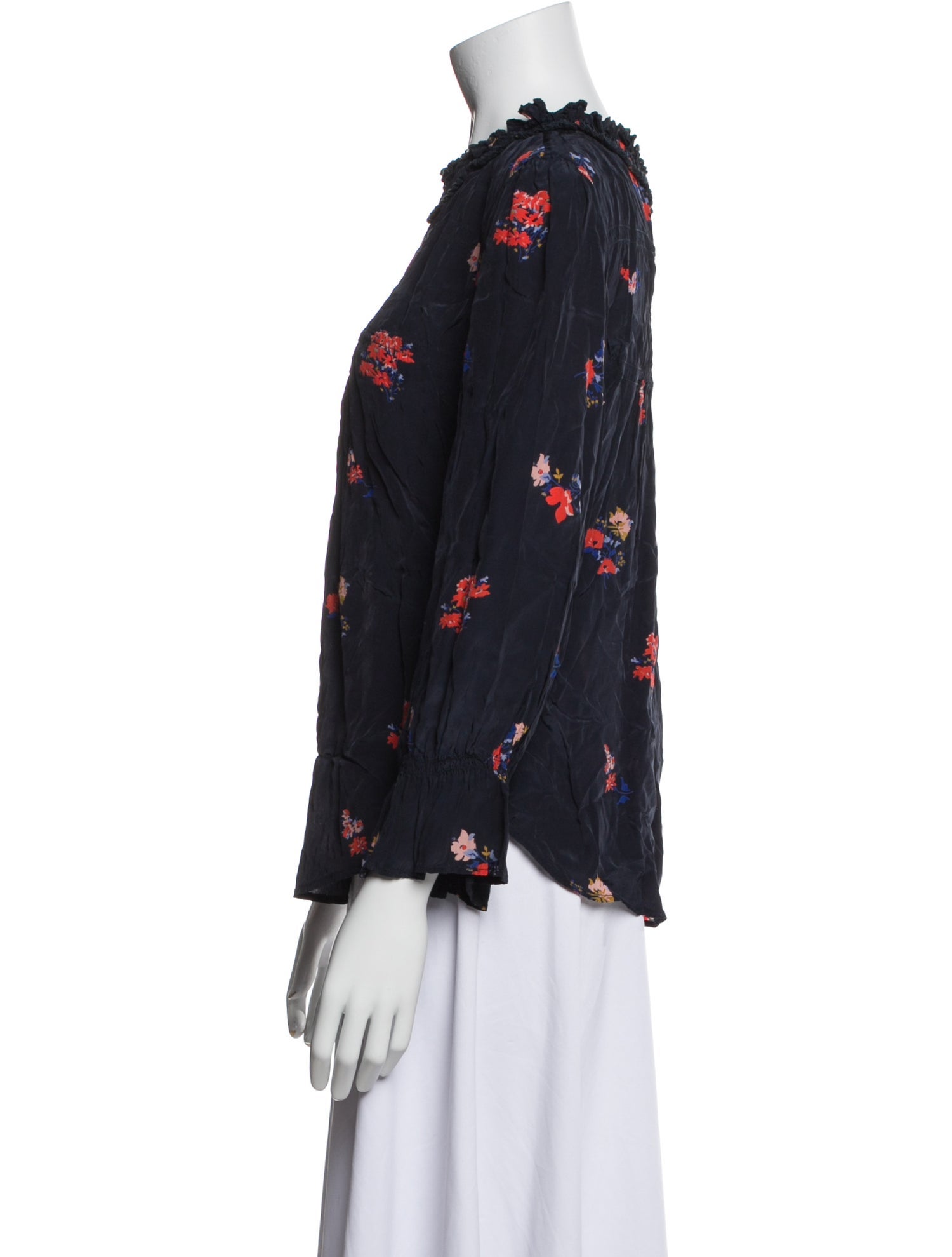BA&SH Floral Print Mock Neck Blouse