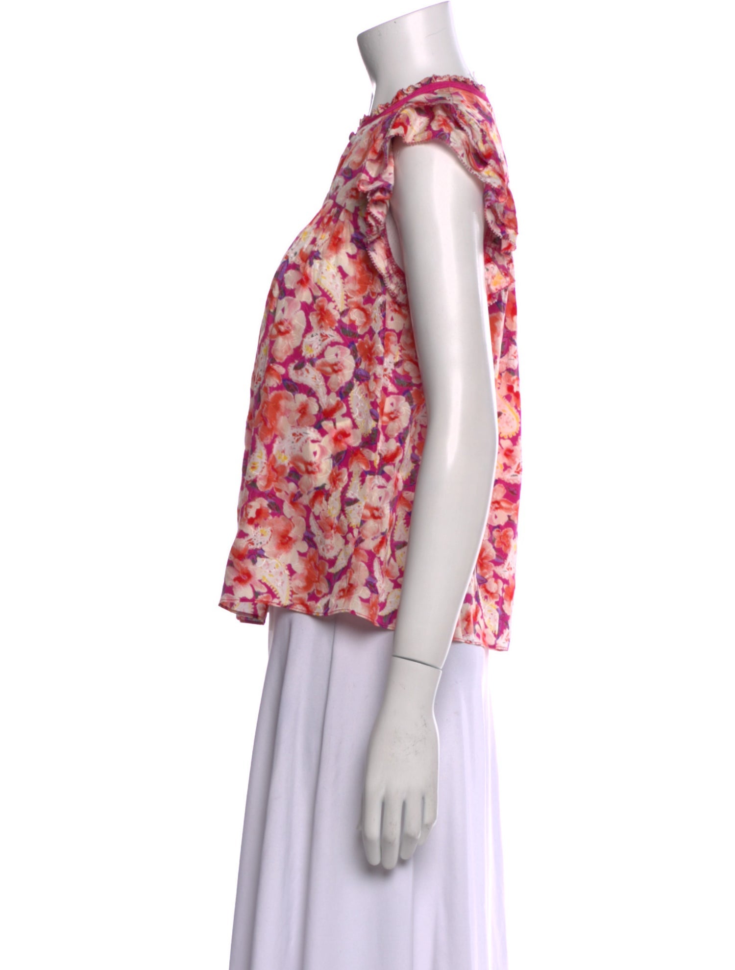 BA&SH Floral Print Mock Neck Blouse