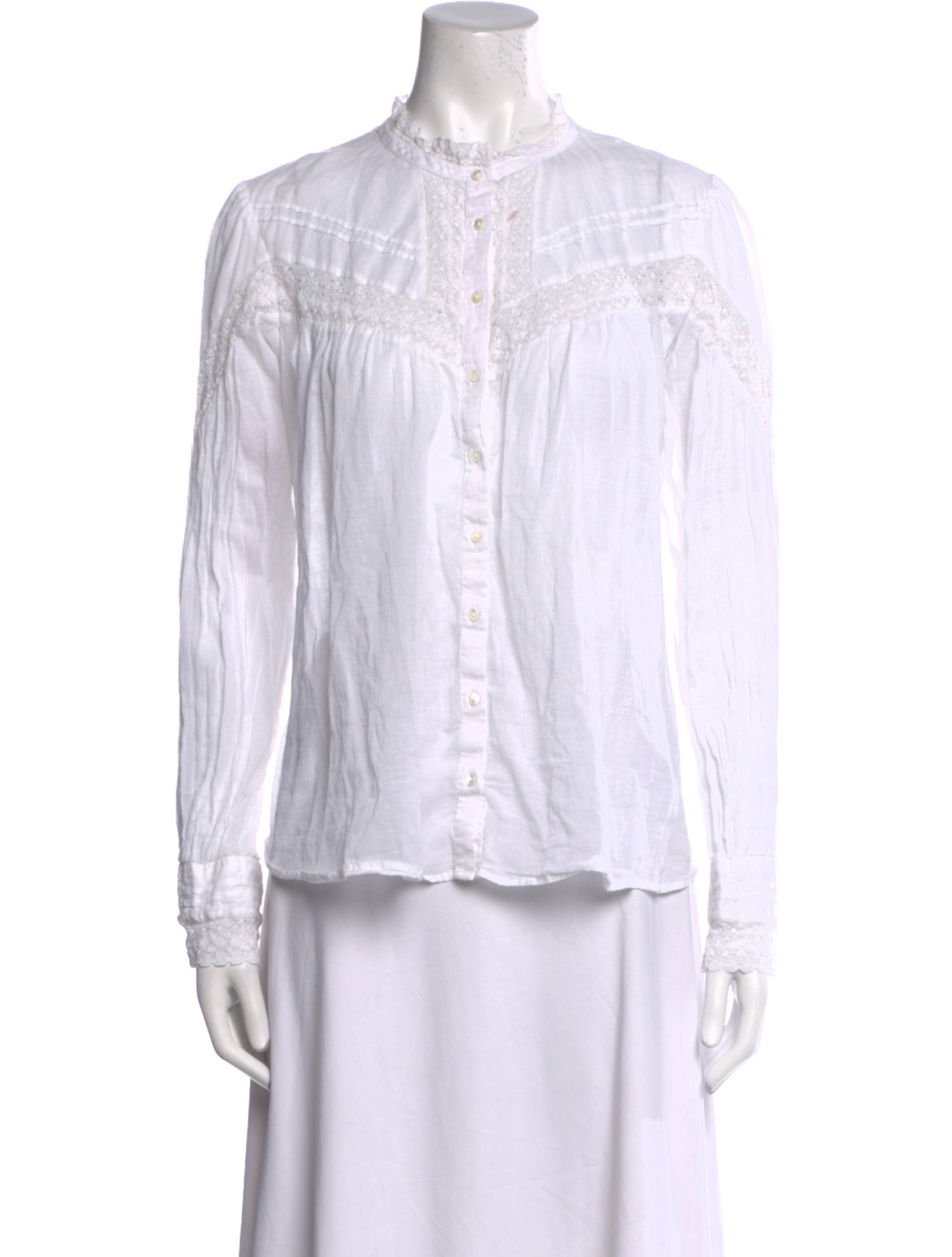 BA&SH Mock Neck Long Sleeve Button-Up Top