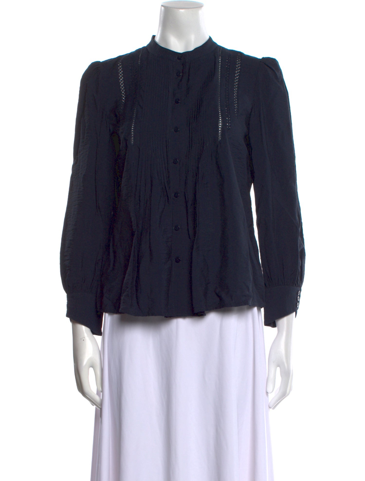 BA&SH Silk Mock Neck Button-Up Top w/ Tags