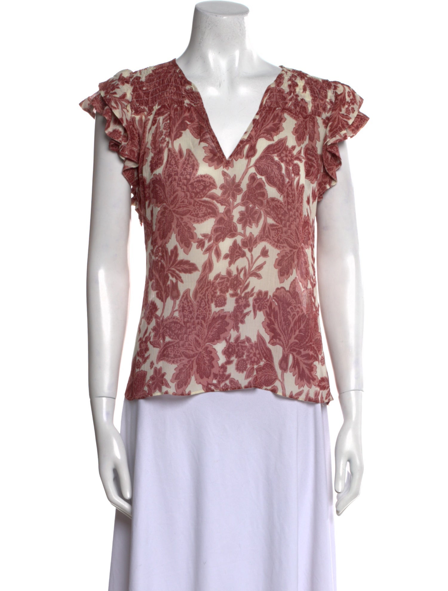 BA&SH Printed V-Neck Blouse