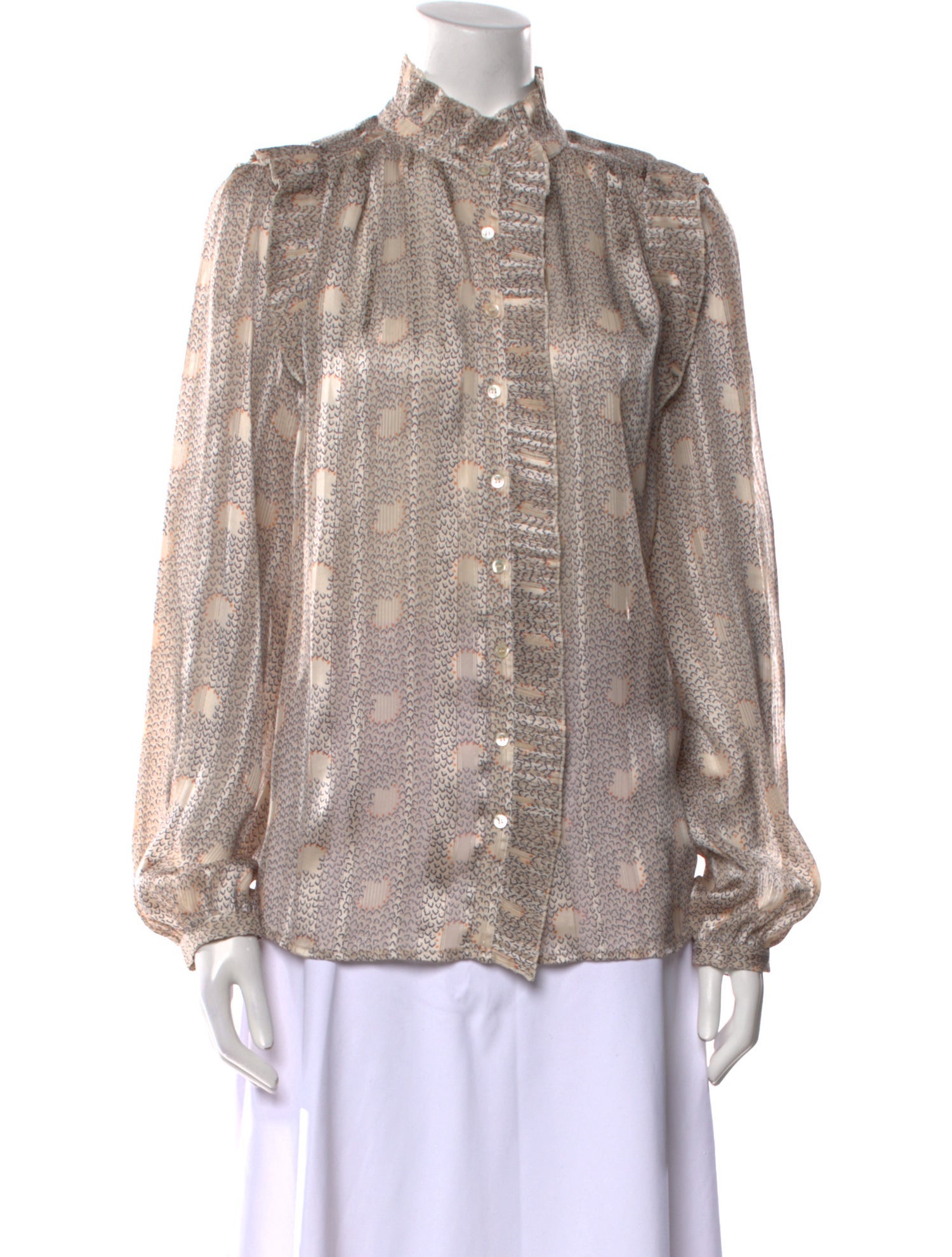 BA&SH Printed Mock Neck Blouse