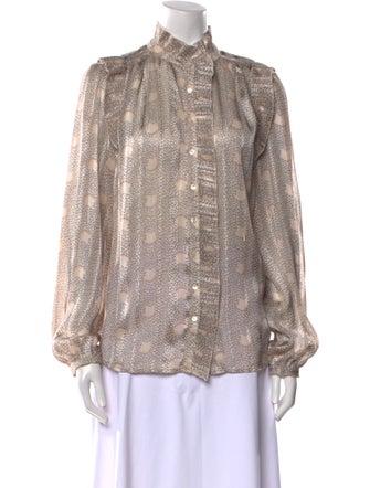 BA&SH Printed Mock Neck Blouse