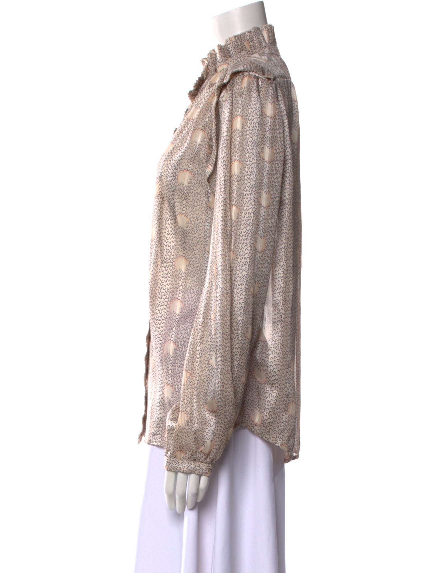 BA&SH Printed Mock Neck Blouse