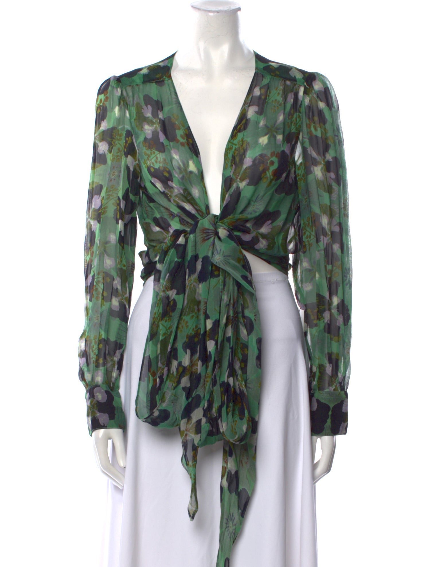 BA&SH Printed V-Neck Blouse