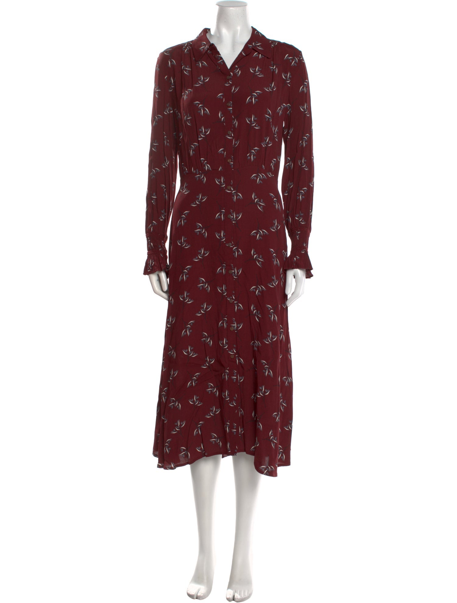 BA&SH Floral Print Midi Length Dress