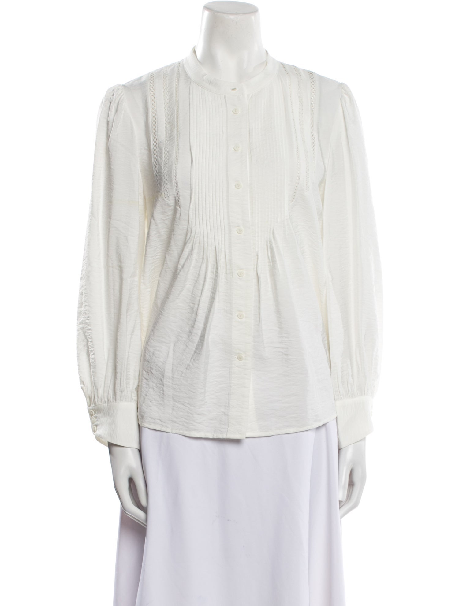 BA&SH Mock Neck Long Sleeve Button-Up Top