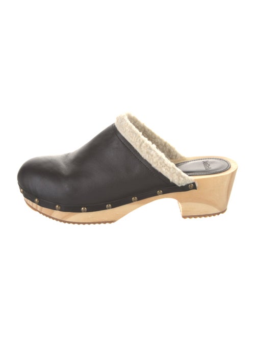 BA&SH Leather Faux Fur Trim Mules