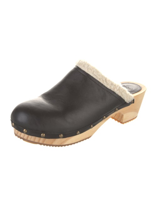 BA&SH Leather Faux Fur Trim Mules