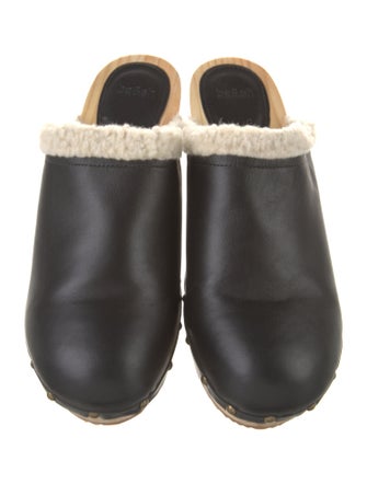 BA&SH Leather Faux Fur Trim Mules