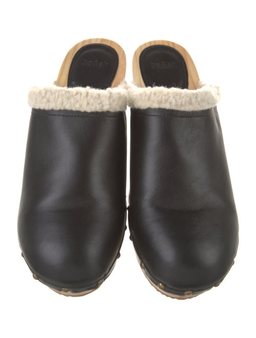 BA&SH Leather Faux Fur Trim Mules