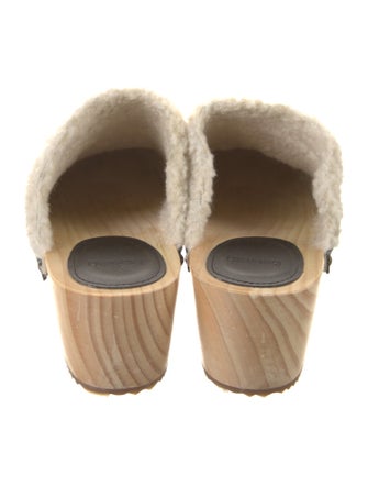 BA&SH Leather Faux Fur Trim Mules