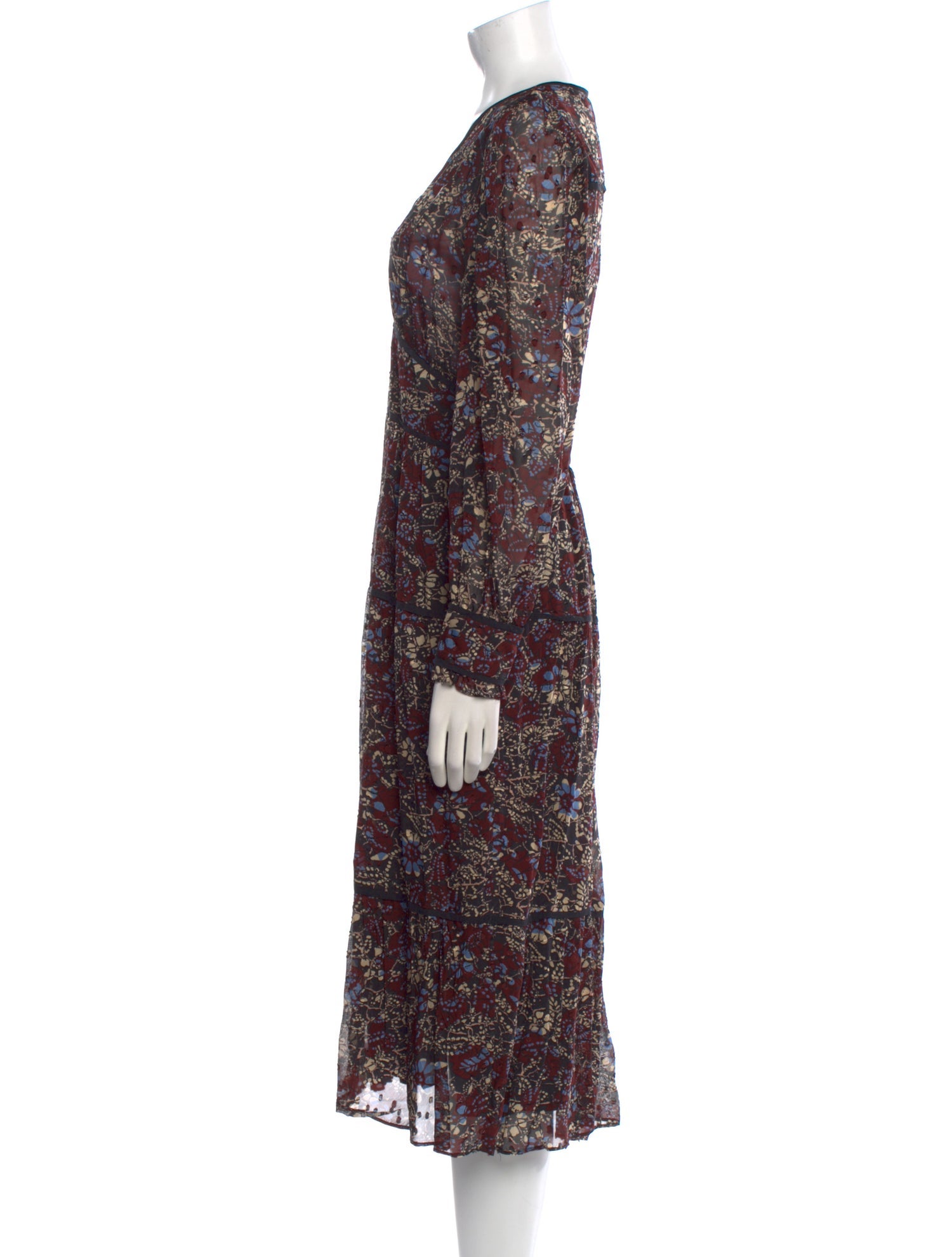 BA&SH Floral Print Midi Length Dress w/ Tags