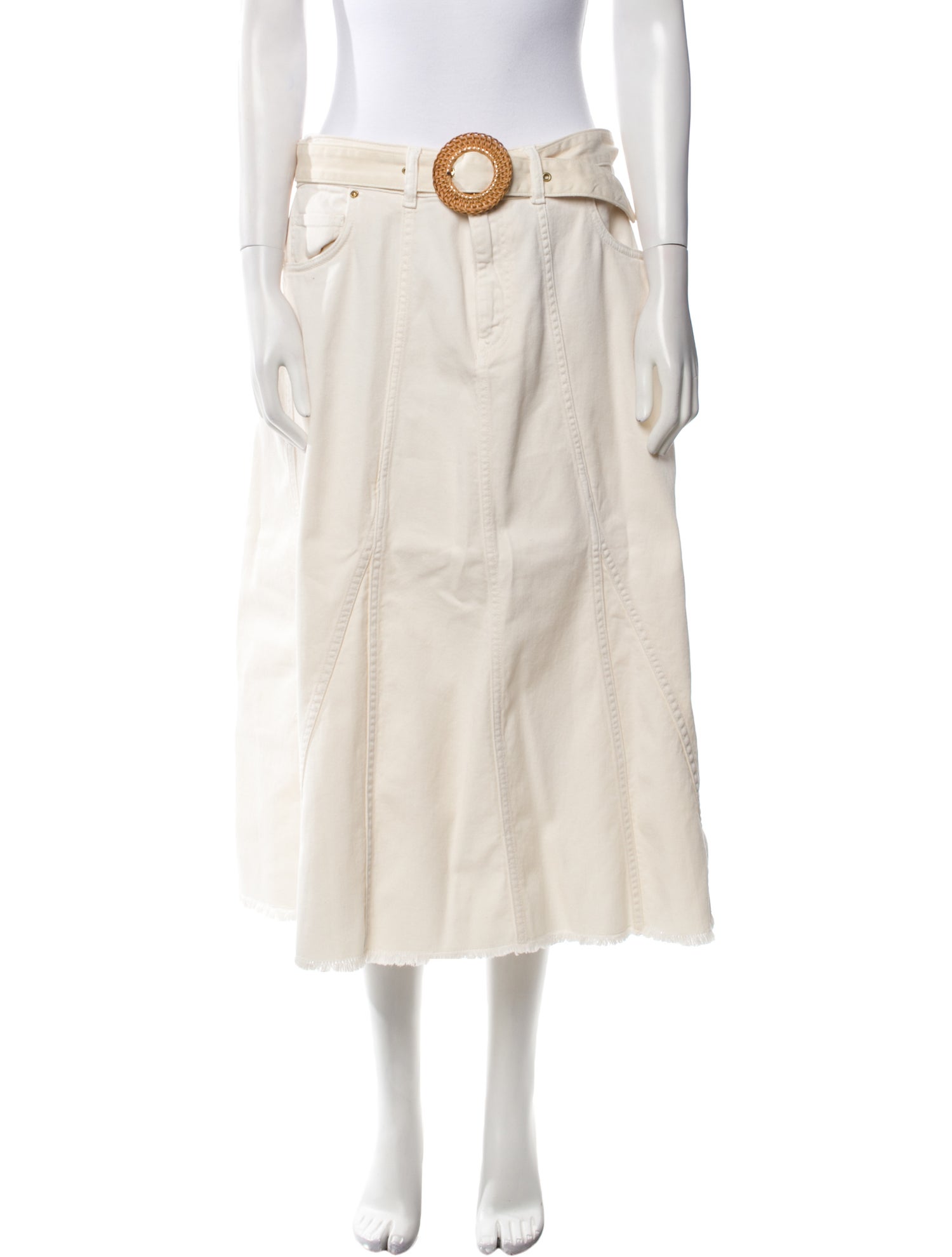 BA&SH Raw-Edge Trim Midi Length Skirt