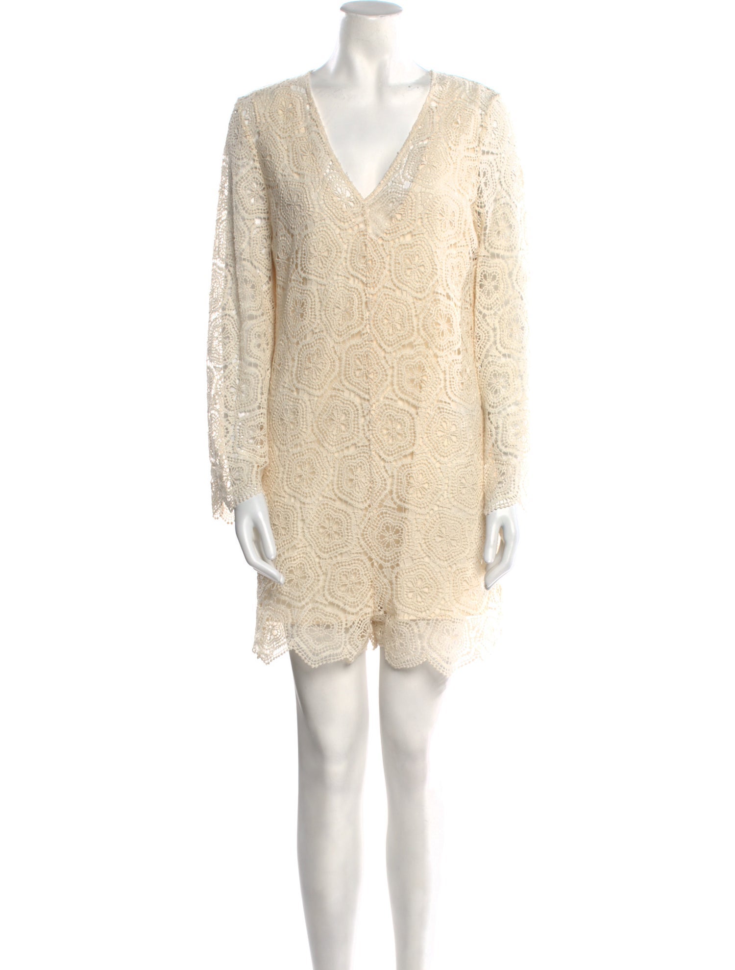 BA&SH Lace Pattern V-Neck Romper