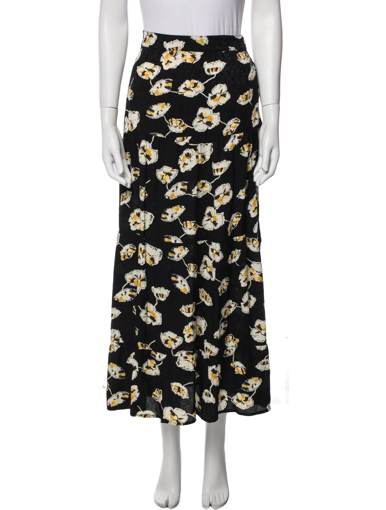 BA&SH Floral Print Midi Length Skirt