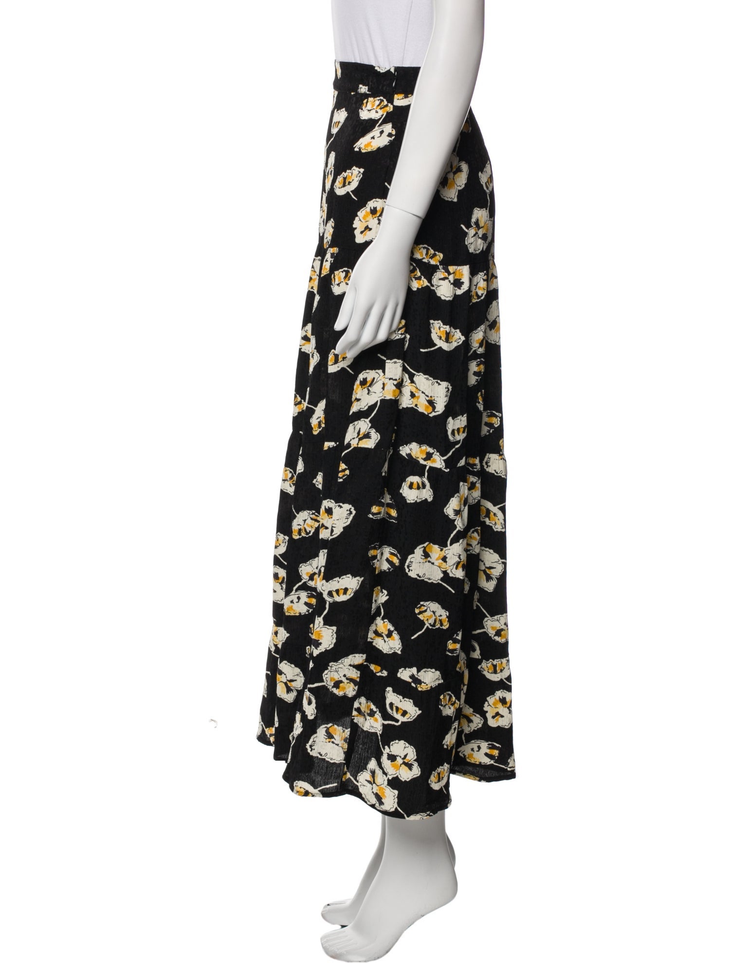 BA&SH Floral Print Midi Length Skirt