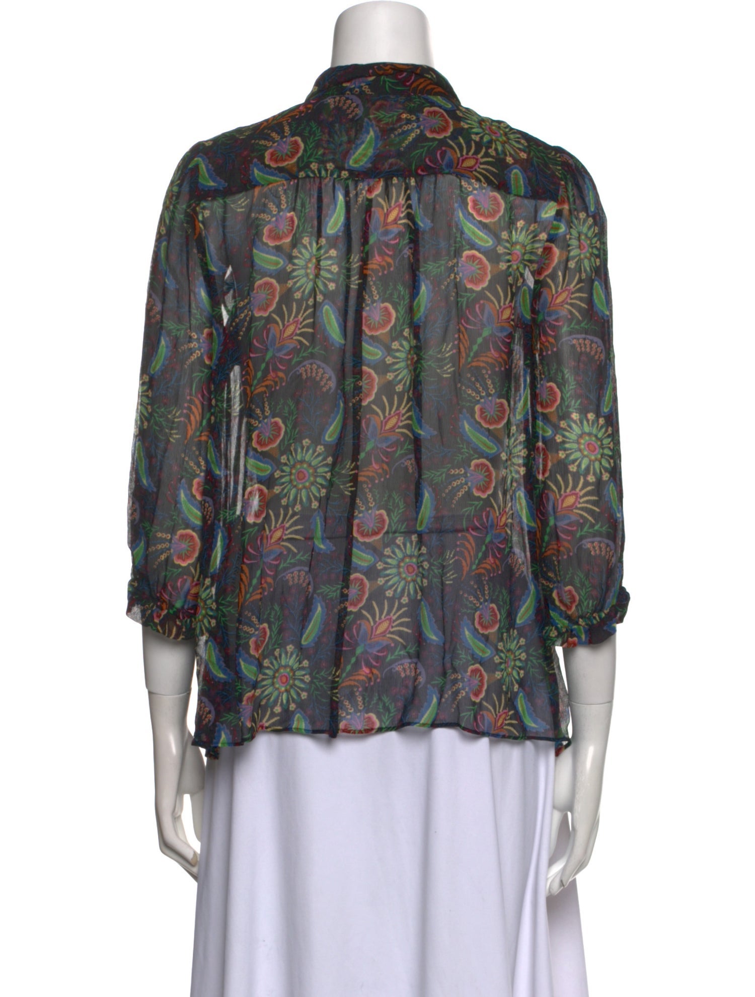 BA&SH Floral Print Three-Quarter Sleeve Blouse