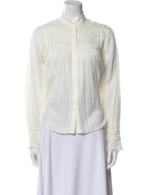 BA&SH Mock Neck Long Sleeve Button-Up Top