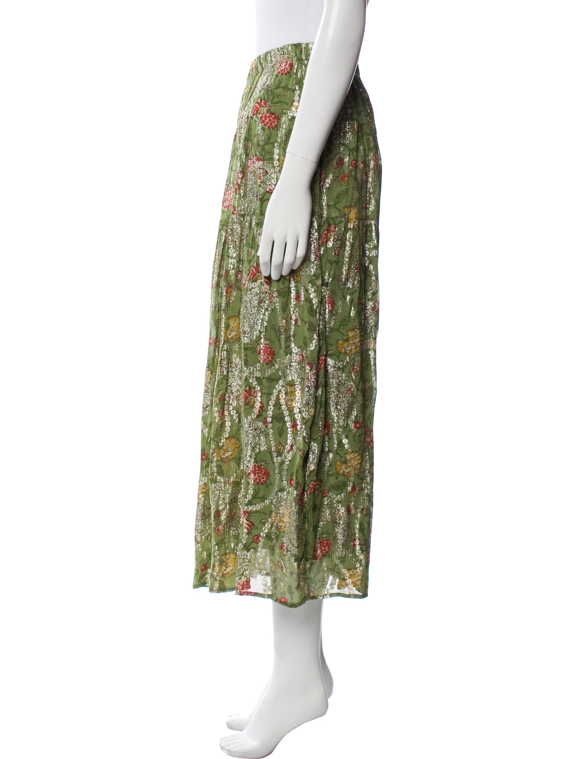 BA&SH Floral Print Midi Length Skirt