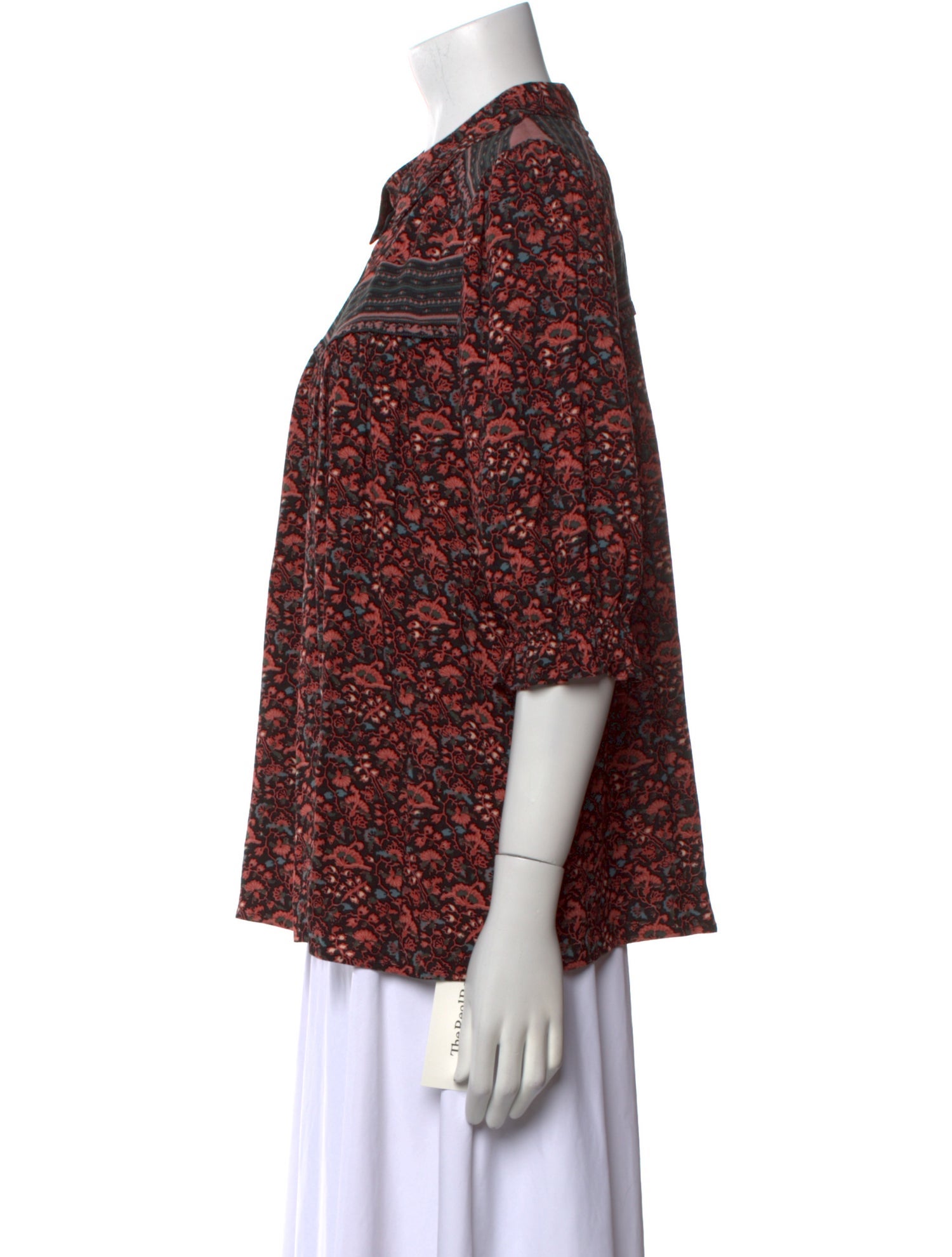 BA&SH Printed Mock Neck Blouse