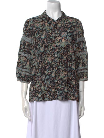 BA&SH Printed Mock Neck Blouse