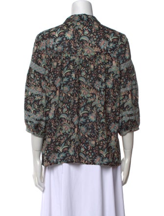 BA&SH Printed Mock Neck Blouse