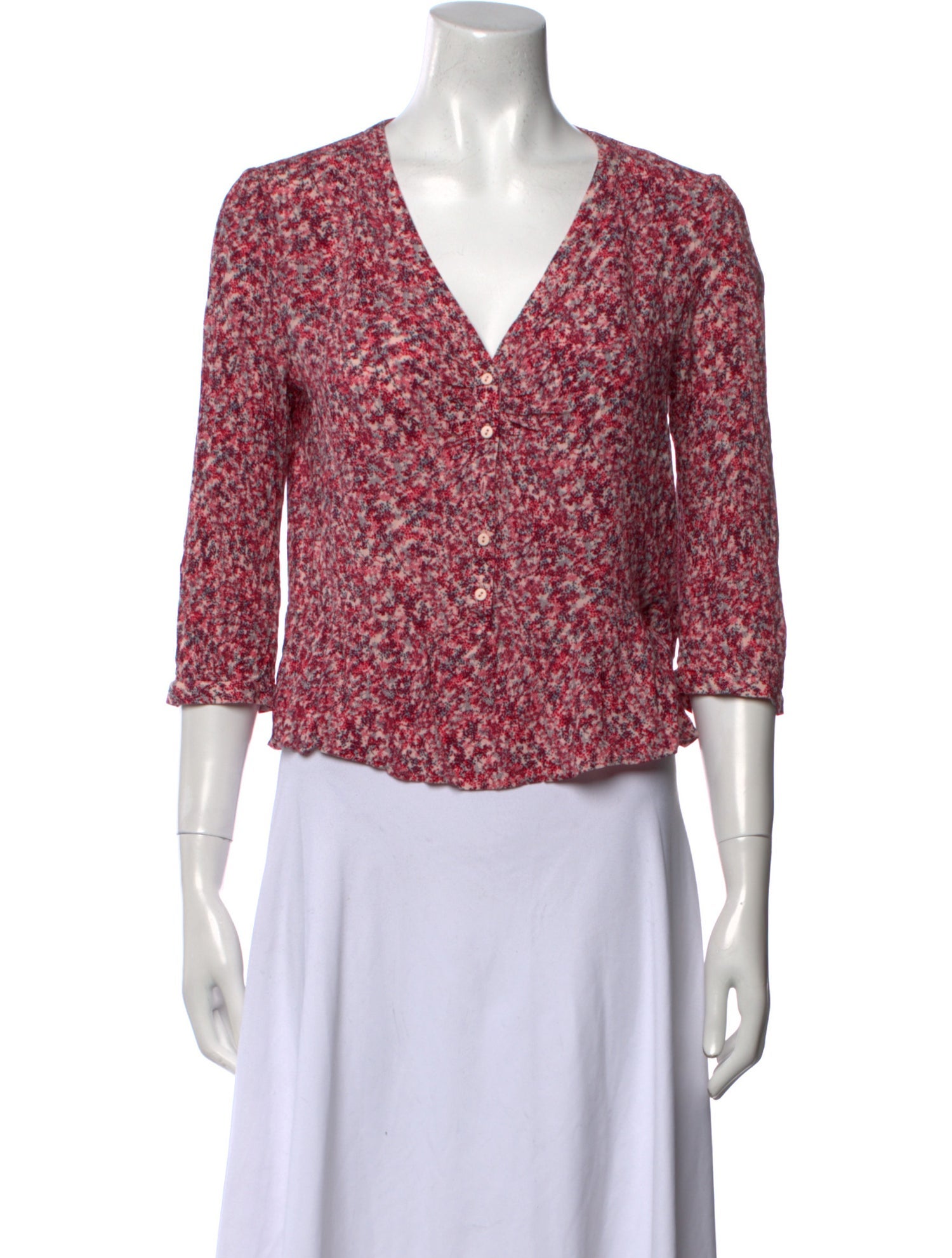 BA&SH Printed V-Neck Crop Top