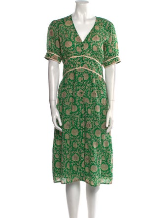 BA&SH Printed Midi Length Dress