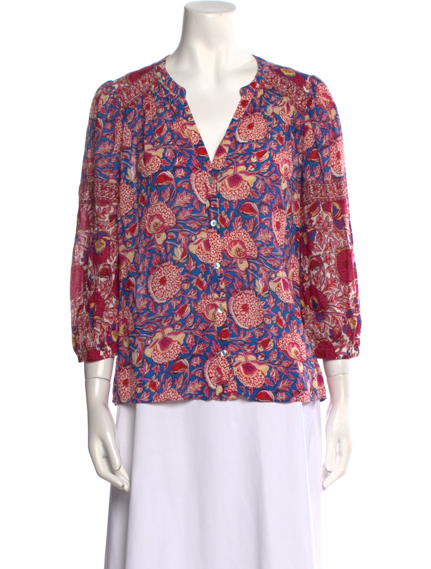BA&SH Printed V-Neck Blouse