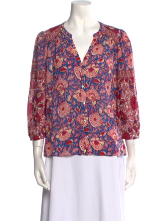 BA&SH Printed V-Neck Blouse