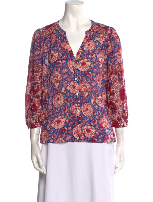 BA&SH Printed V-Neck Blouse