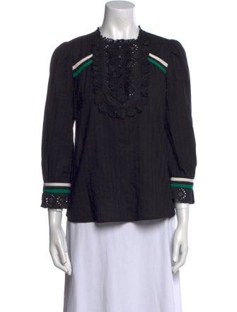 BA&SH Printed Mock Neck Top