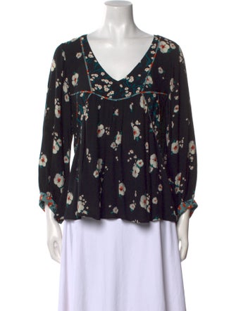 BA&SH Floral Print V-Neck Blouse