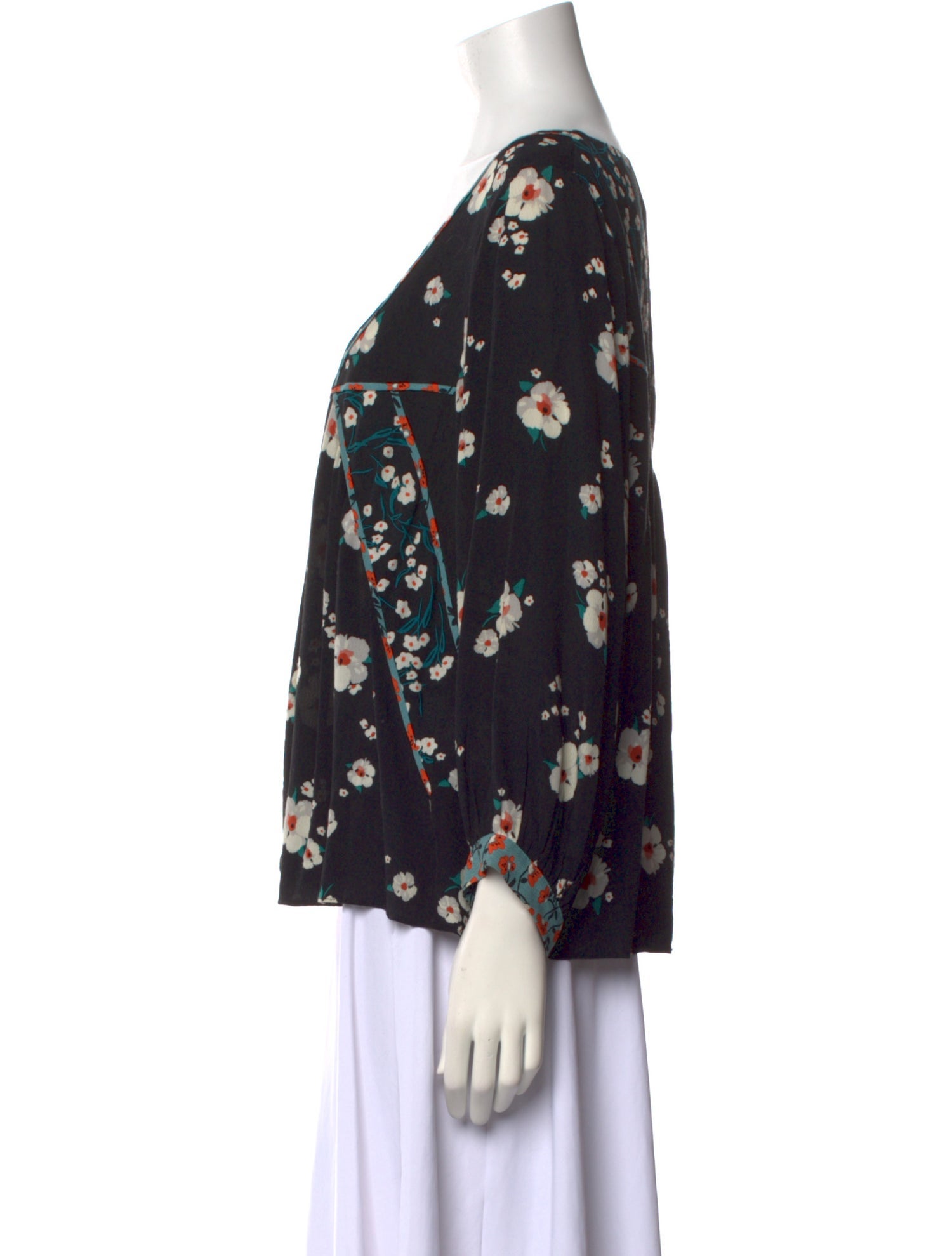 BA&SH Floral Print V-Neck Blouse