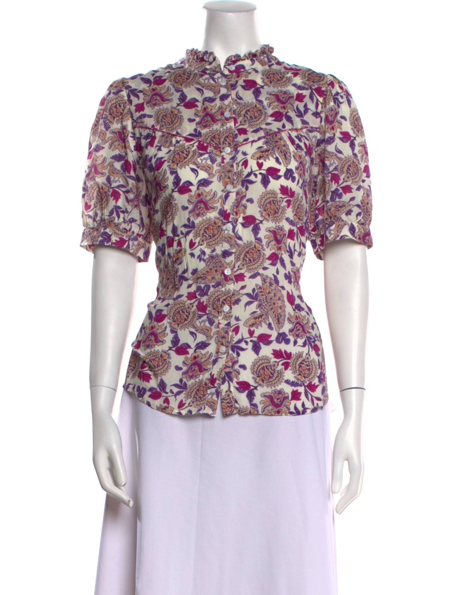 BA&SH Floral Print Mock Neck Top