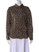 BA&SH Animal Print Long Sleeve Button-Up Top