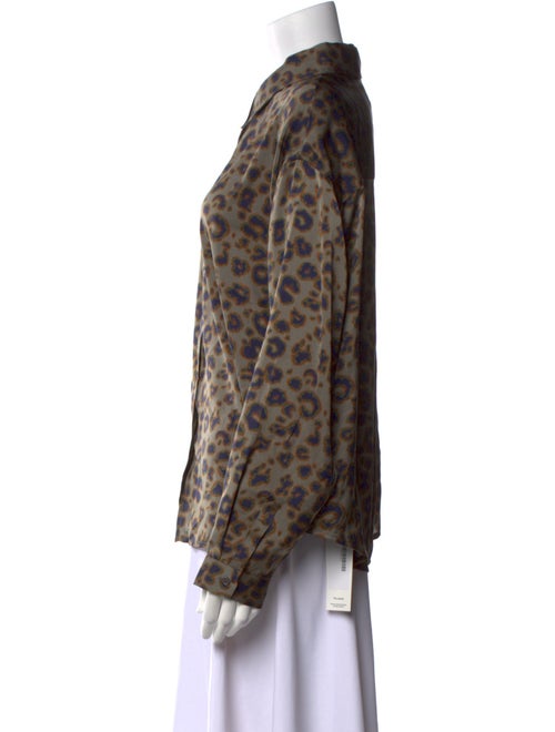 BA&SH Animal Print Long Sleeve Button-Up Top