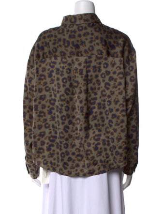 BA&SH Animal Print Long Sleeve Button-Up Top