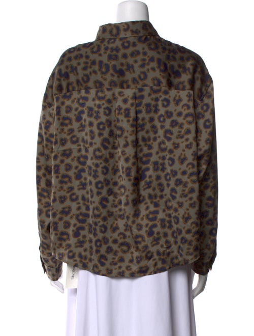 BA&SH Animal Print Long Sleeve Button-Up Top