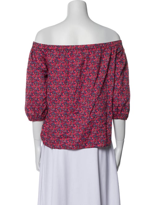 BA&SH Floral Print Off-The-Shoulder Crop Top