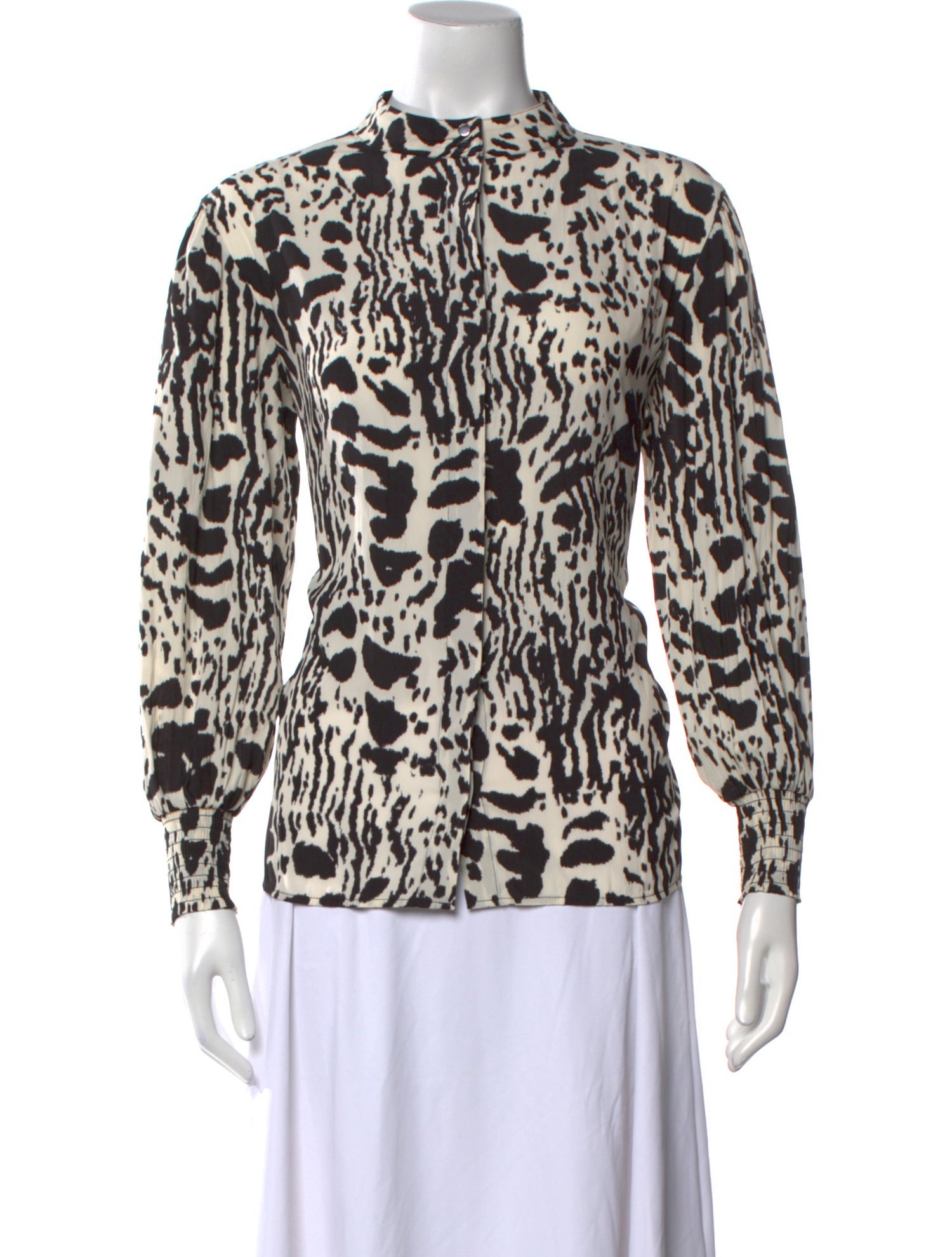 BA&SH Animal Print Mock Neck Blouse