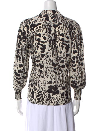 BA&SH Animal Print Mock Neck Blouse
