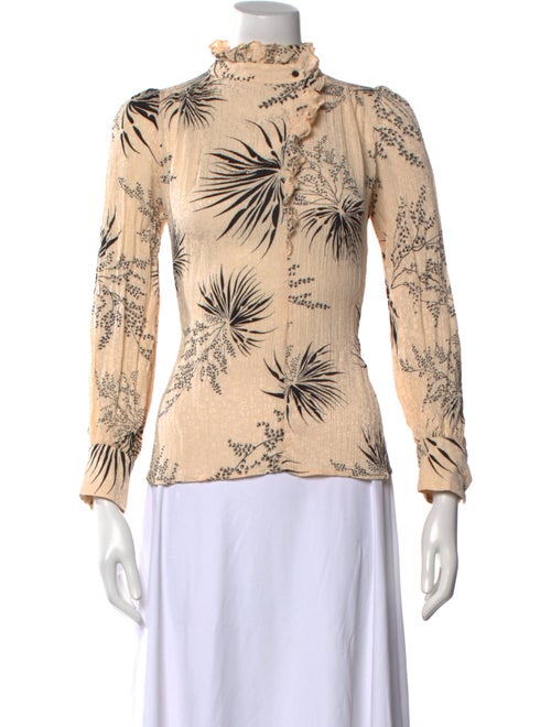 BA&SH Floral Print Mock Neck Blouse