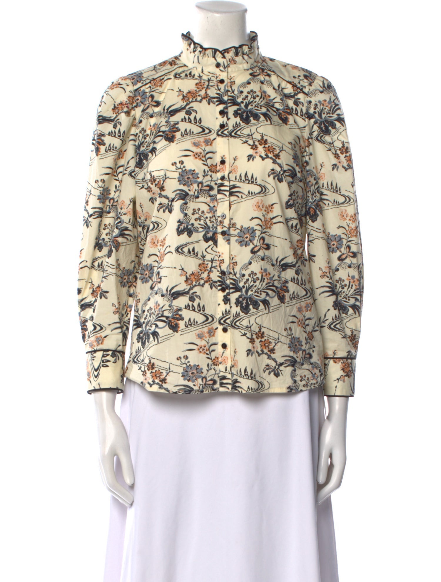 BA&SH Floral Print Mock Neck Blouse
